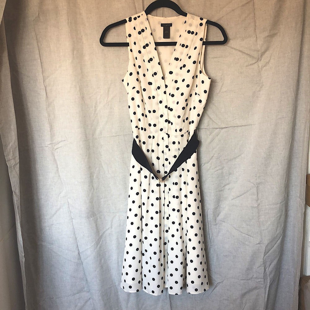 Women dress midi length with pok a dots Ann Taylor